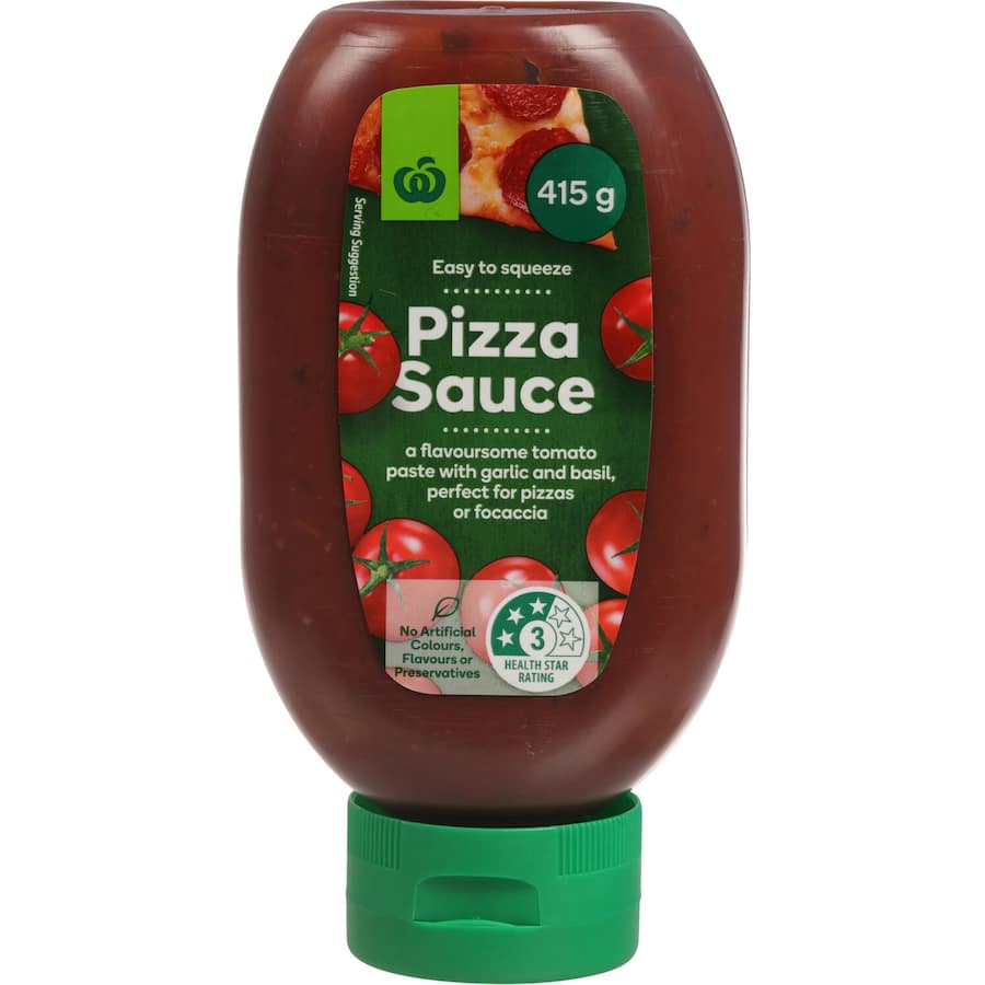 Woolworths Pizza Sauce Garlic & Basil Squeeze bottle 415g