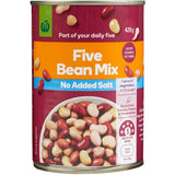 Woolworths Beans 5 Mix No Added Salt Can 420g