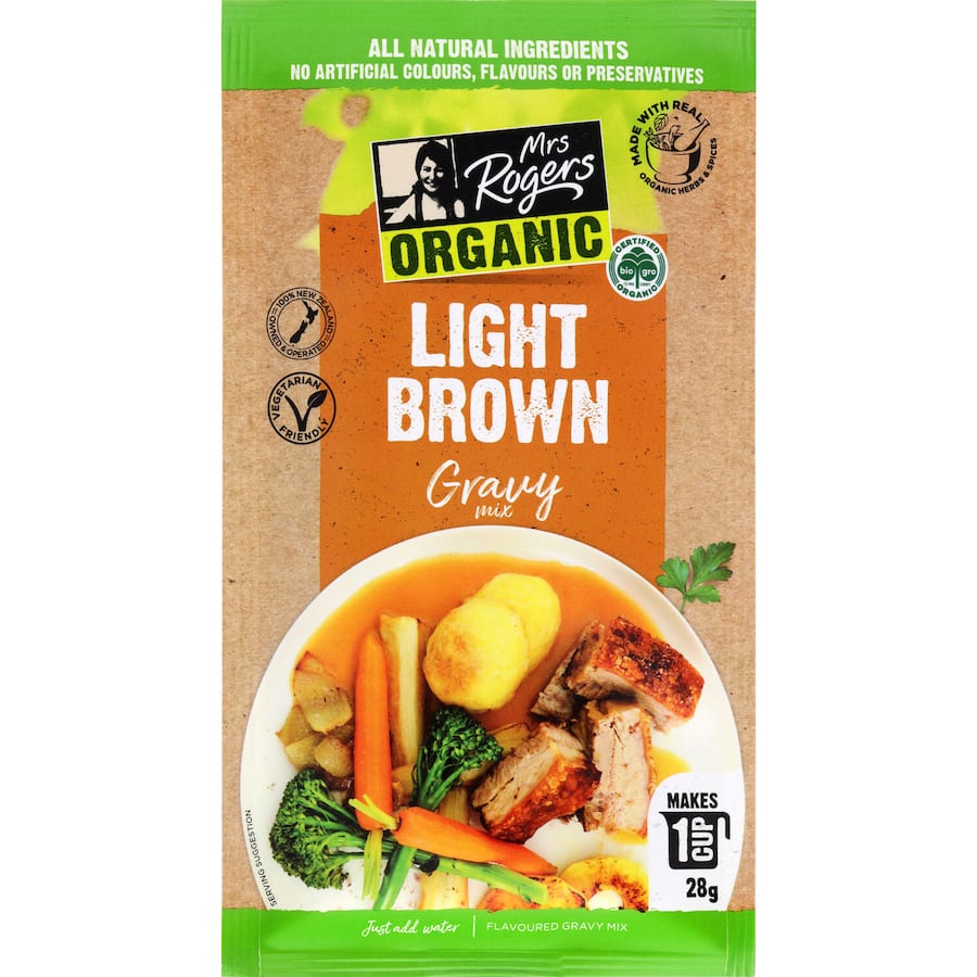 Mrs Rogers Organic Gravy Mix Light Brown Sachet 28g