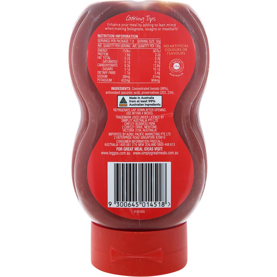 Leggo's Tomato Paste Tomato Squeeze No Added Salt Squeeze bottle 390g