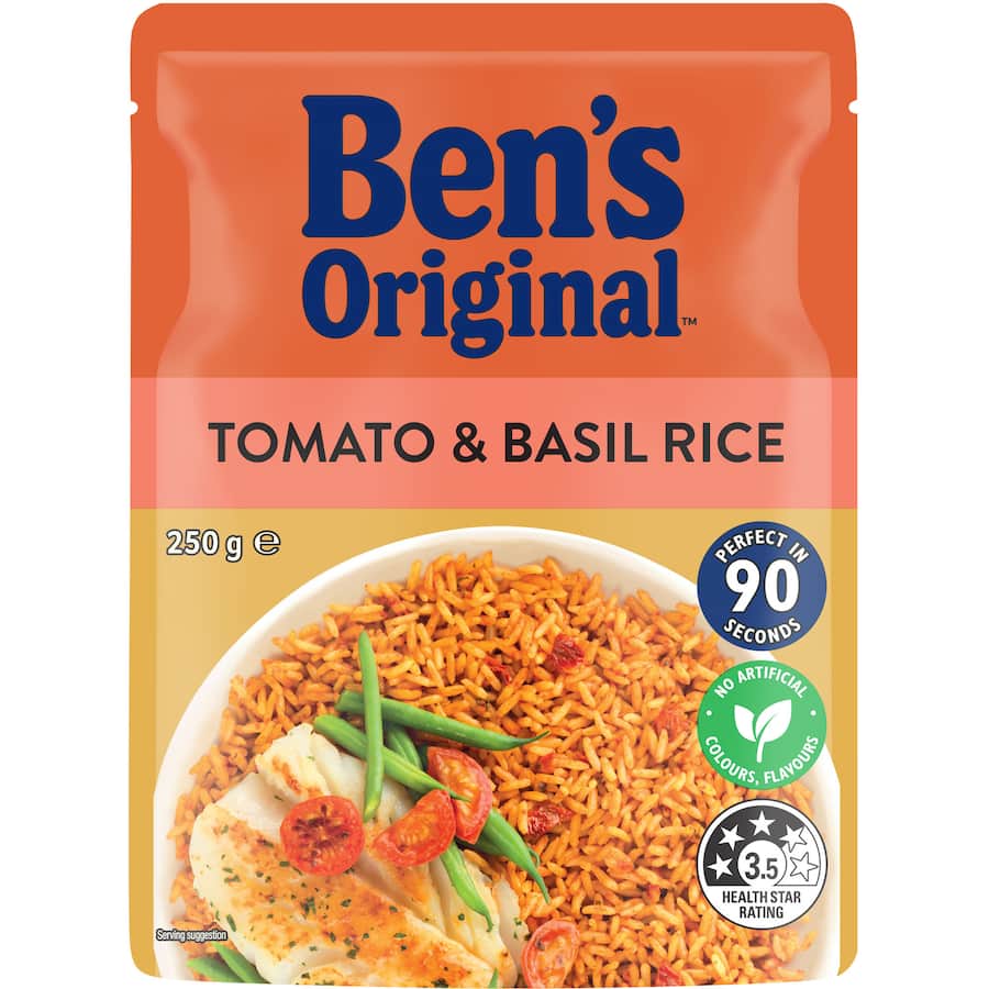 Bens Original Microwave Rice Tomato & Basil Pouch 250g