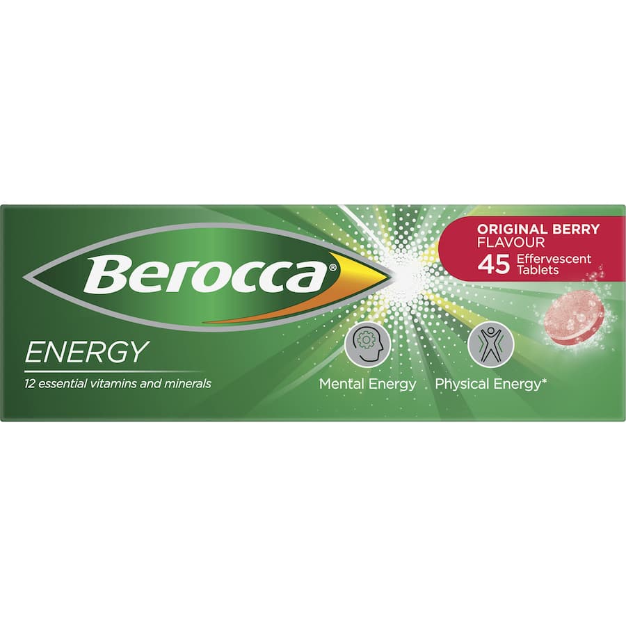 Berocca Performance Effervescent Energy Vitamin C Original Berry Pack 45 tabLets