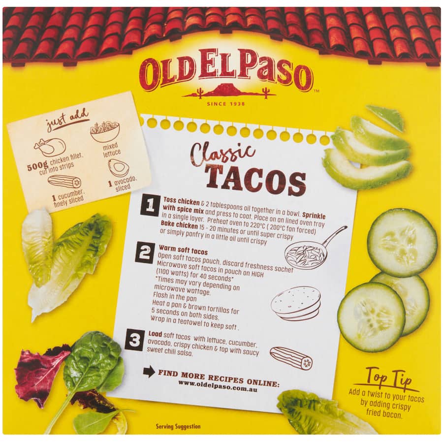 Old El Paso Soft Taco Kit Crispy Chicken 10 pack 370g
