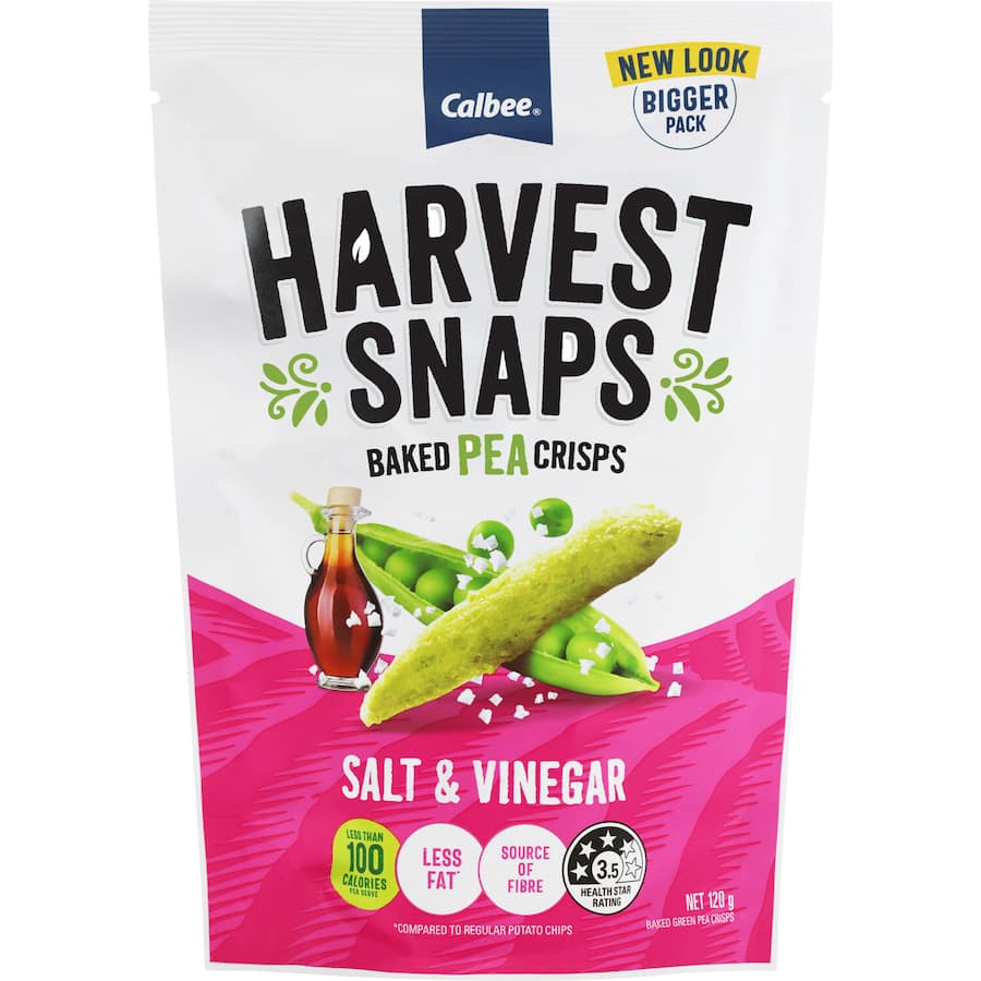Harvest Snaps Pea Crisps Salt & Vinegar 120g
