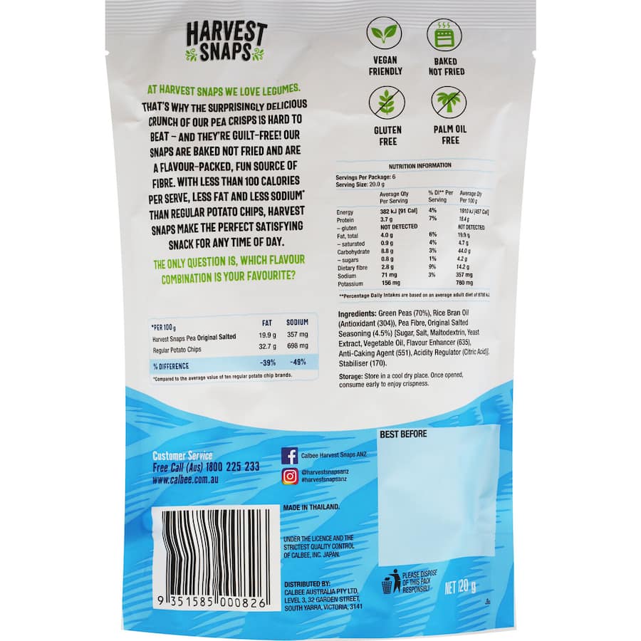 Harvest Snaps Pea Crisps Original Salted 120g
