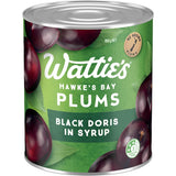 Watties Plums Black Doris In Syrup Can 850g