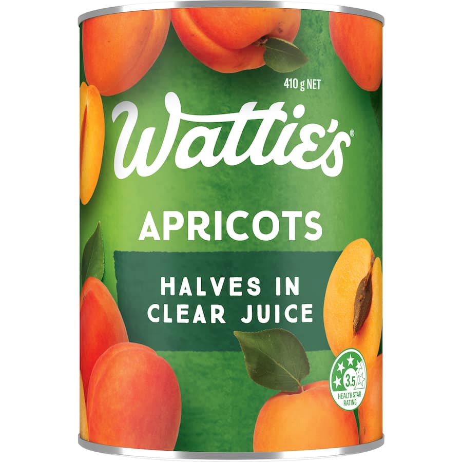 Watties Apricots Halves In Clear Juice  Can 410g