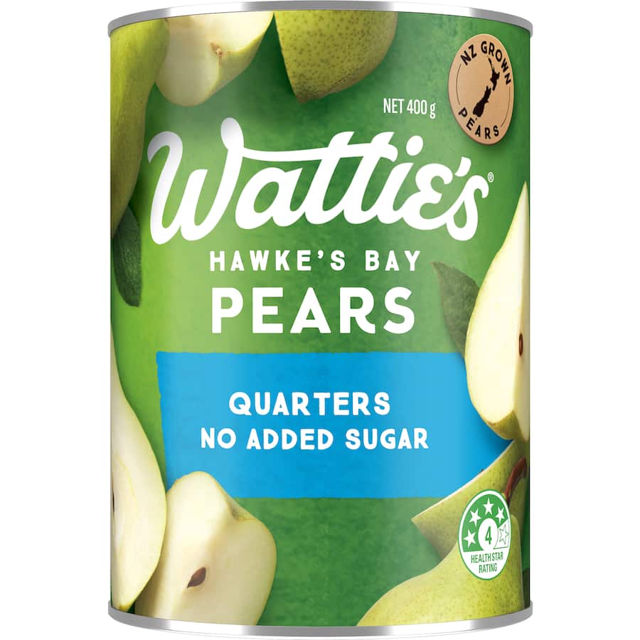 Watties Pears Quarters No Added Sugar  Can 400g