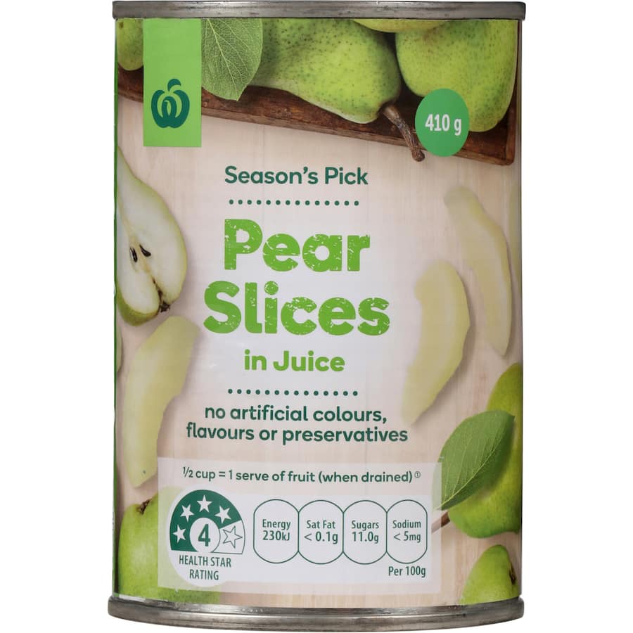 Woolworths Pears Slices In Juice Can 410g