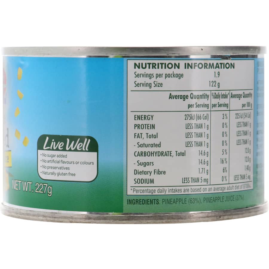 Dole Pineapple Crushed In Juice Can 227g