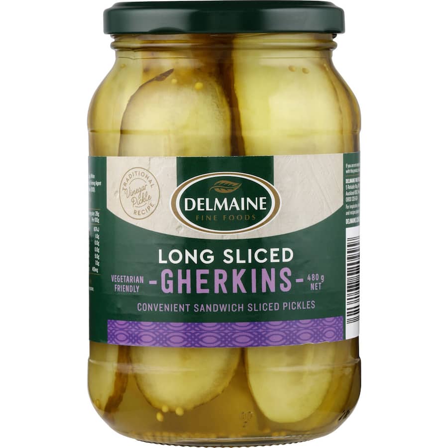 Delmaine Gherkins Long Sliced 480g