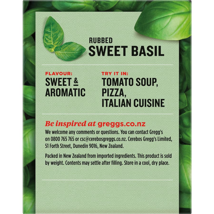 Greggs Basil Sweet Rubbed Box 10g