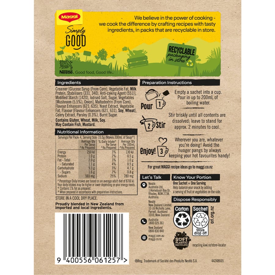 Maggi Soup For A Cup Instant Soup Cream Of Mushroom 4 pack 62g