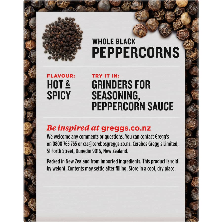 Greggs Peppercorns Whole Black Box 35g