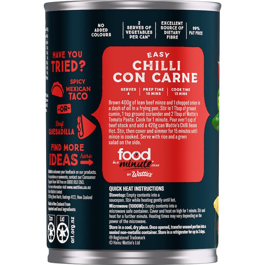 Watties Chilli Beans Hot  420g