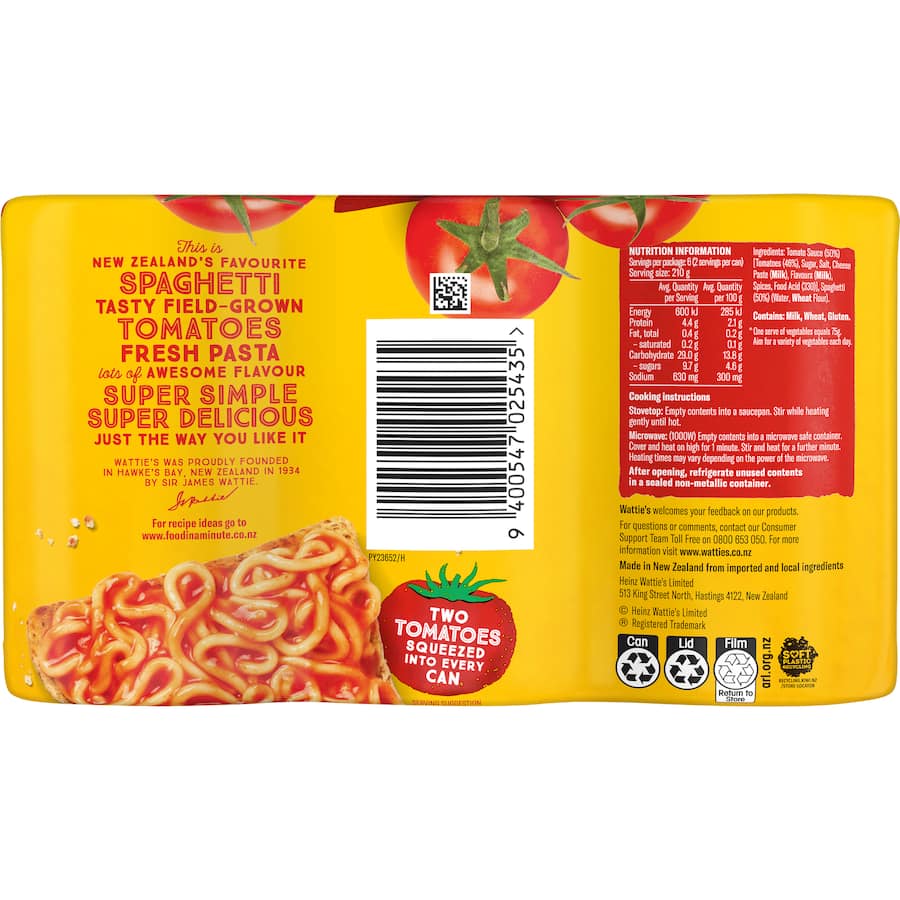 Watties Spaghetti In Tomato Sauce  Cans 3pack