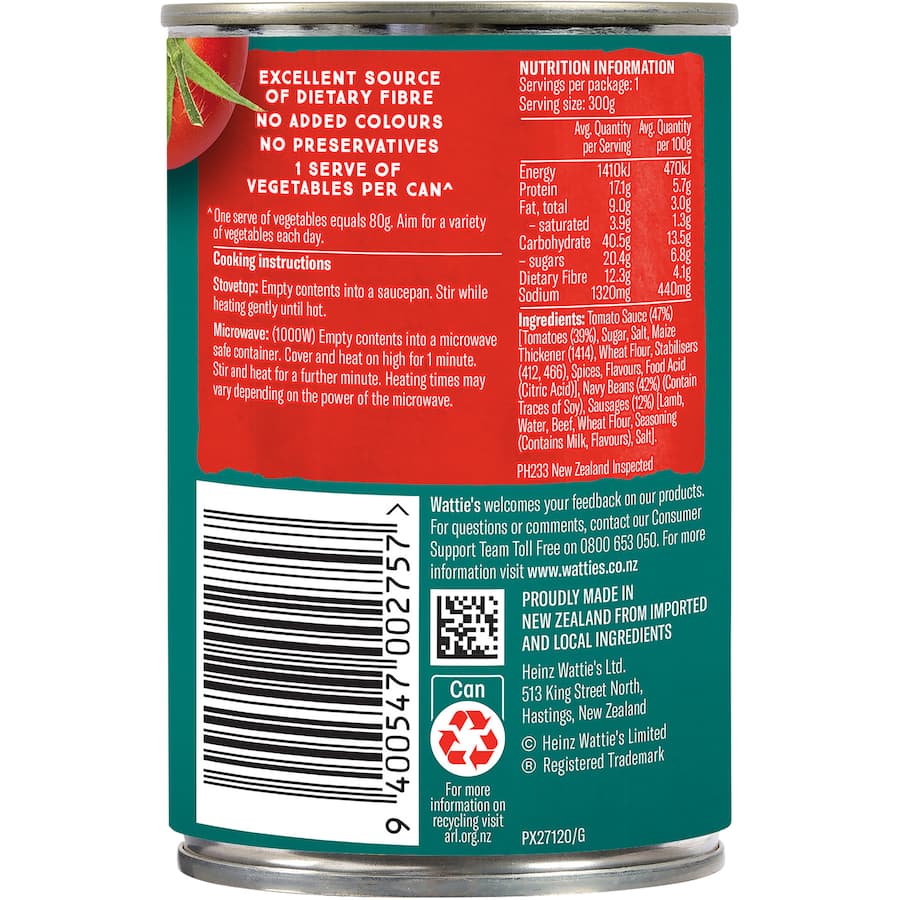 Wattie's Baked Beans & Sausages Can 300g