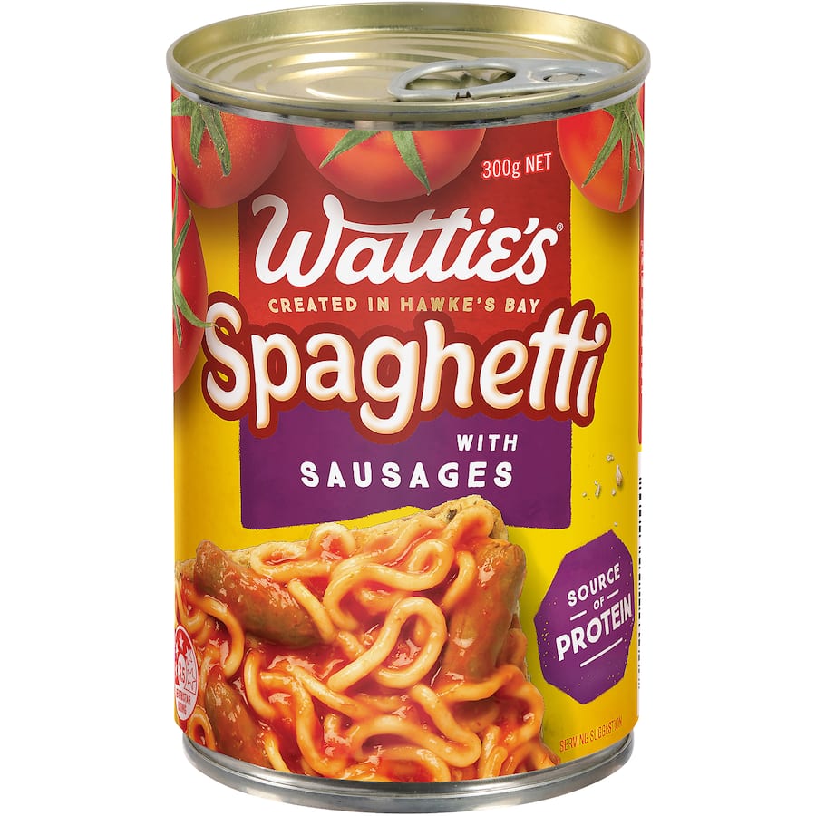 Watties Spaghetti With Sausages  Can 300g