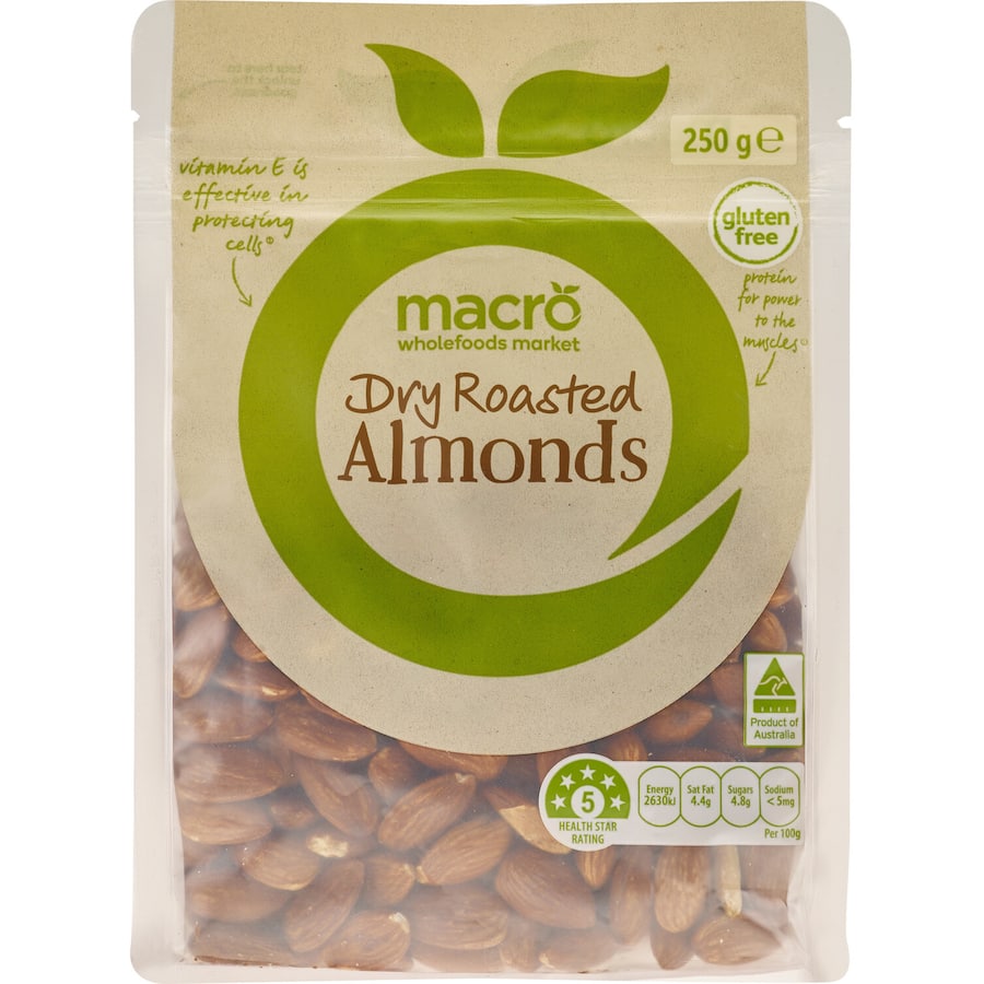 Macro Almonds Dry Roasted 250g