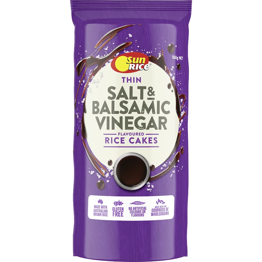 Sunrice Thin Rice Cakes Salt And Balsamic Vinegar 160g