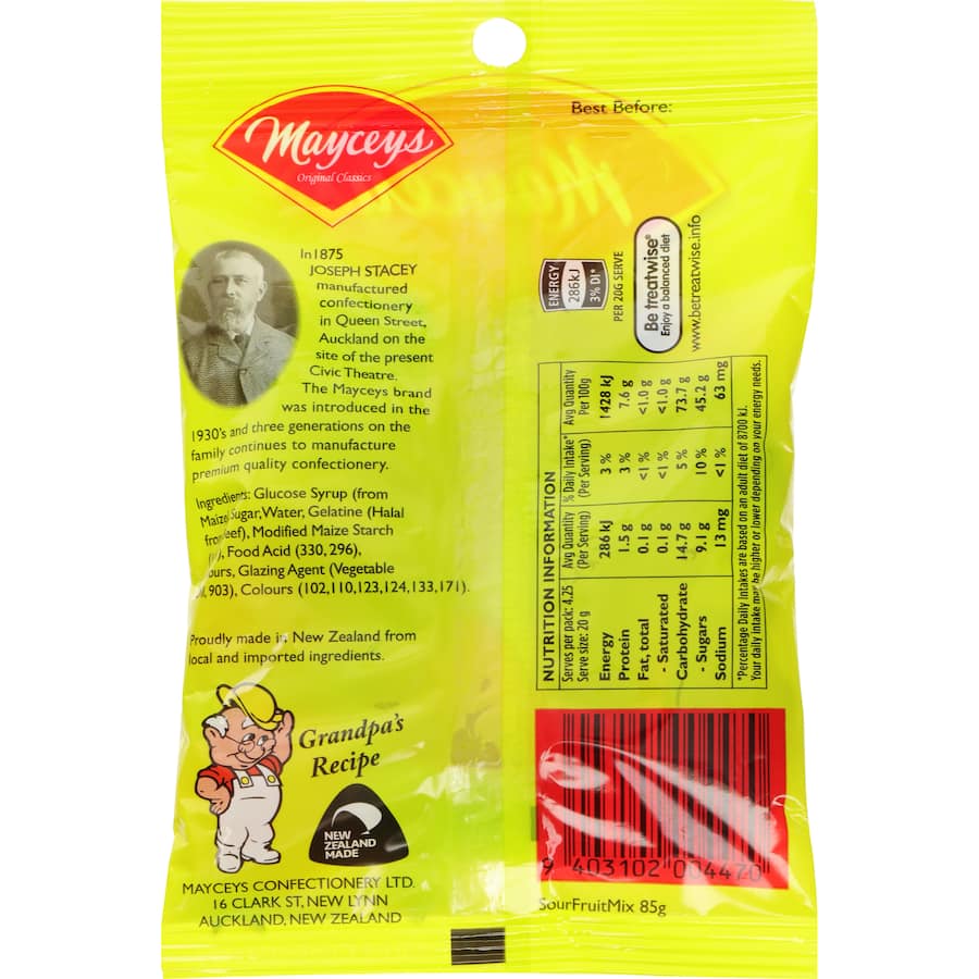 Mayceys Sweets Sour Fruit Mix 85g