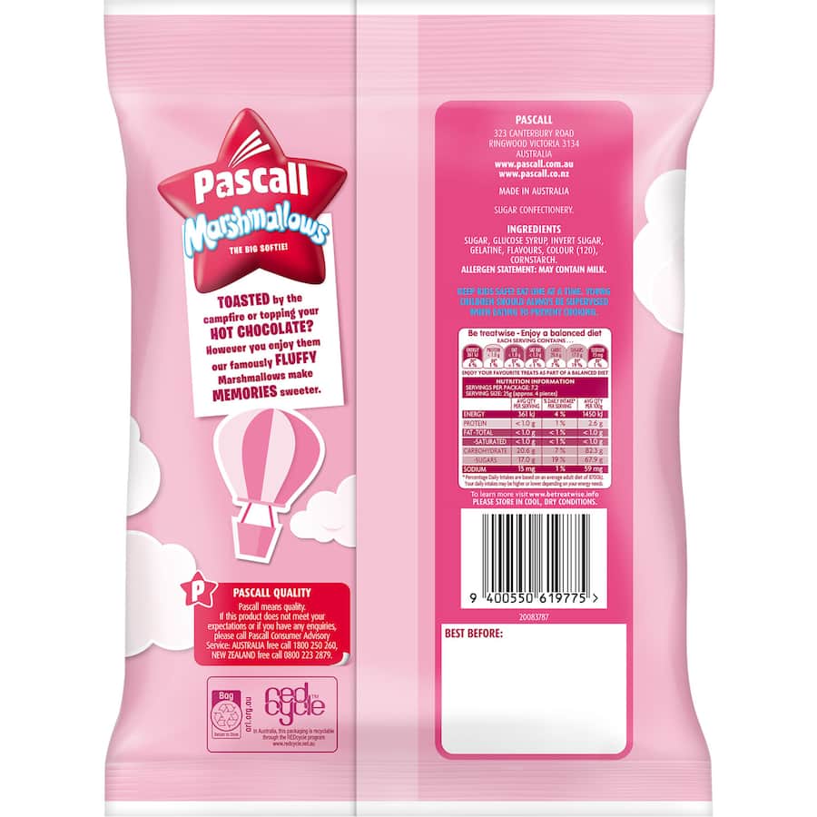 Pascall Marshmallows Pink & White 180g