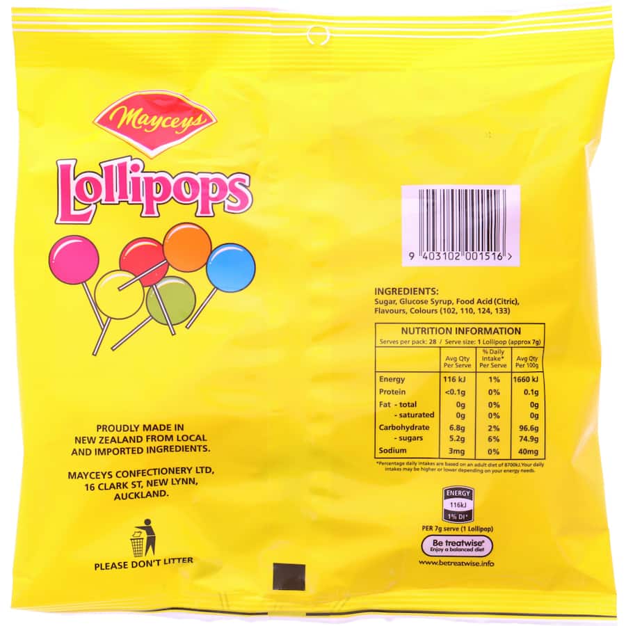 Mayceys Lollipops  210g bag 28pack