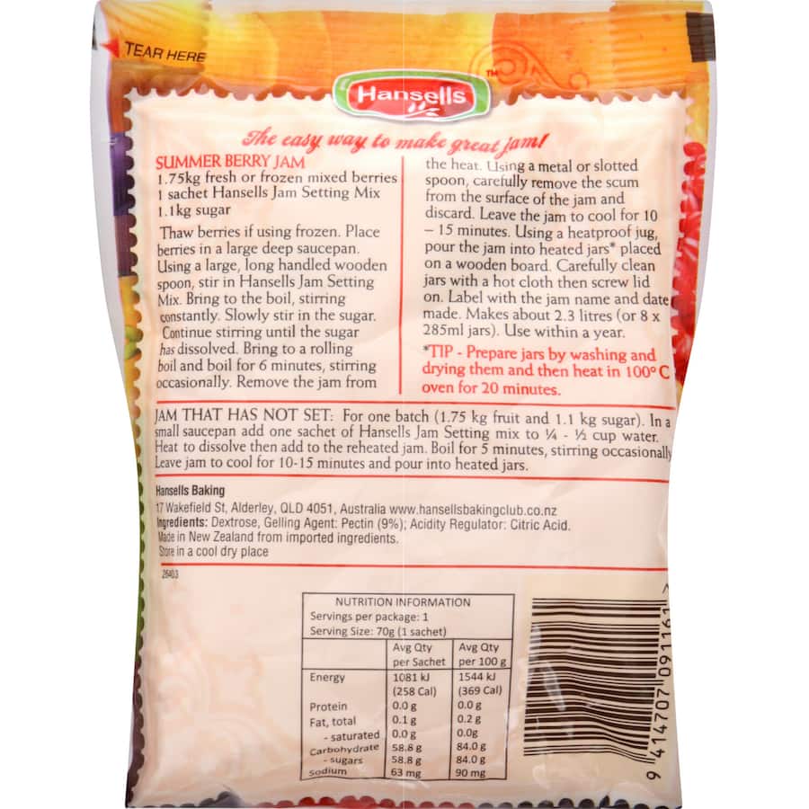 Hansells Jam Setting Mix Pkt 70g