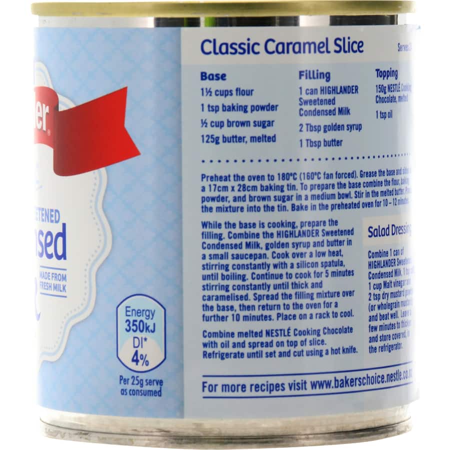 Nestlé Highlander Condensed Milk Sweetened Tear tab can 395g