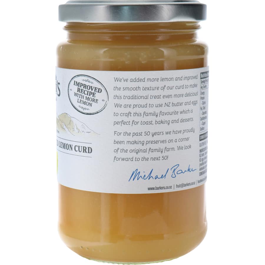 Barkers Lemon Curd New Zealand Jar 350g