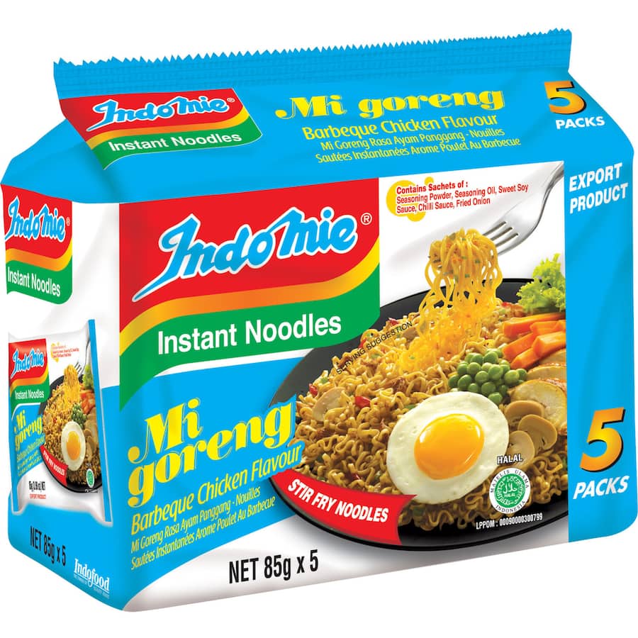 Indomie Mi Goreng Instant Noodles Bbq Chicken Multi Pack 5pk 425g