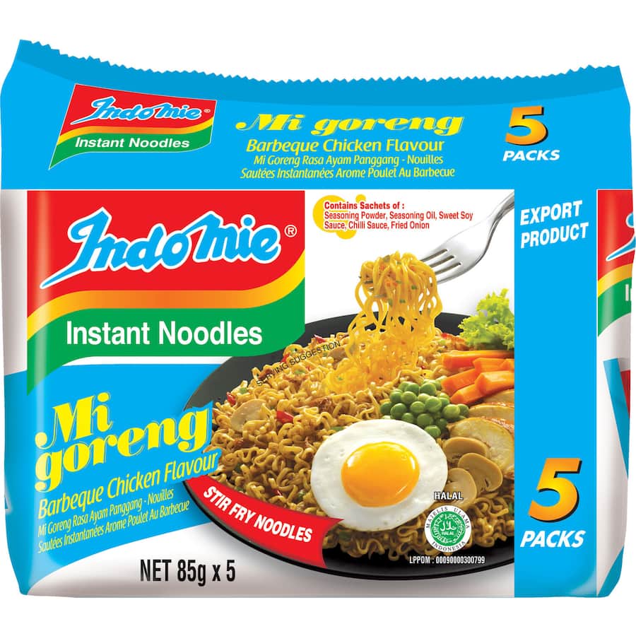 Indomie Mi Goreng Instant Noodles Bbq Chicken Multi Pack 5pk 425g