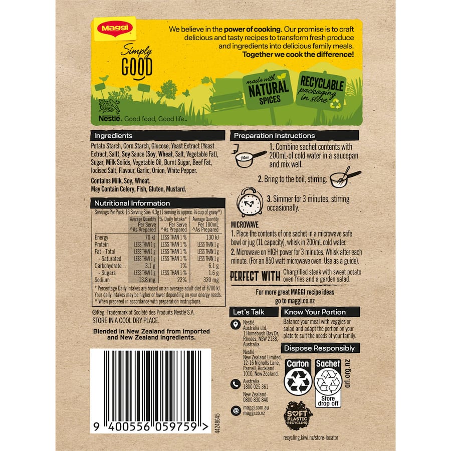 Maggi Instant Gravy Mix Rich Dark 4 pack 68g