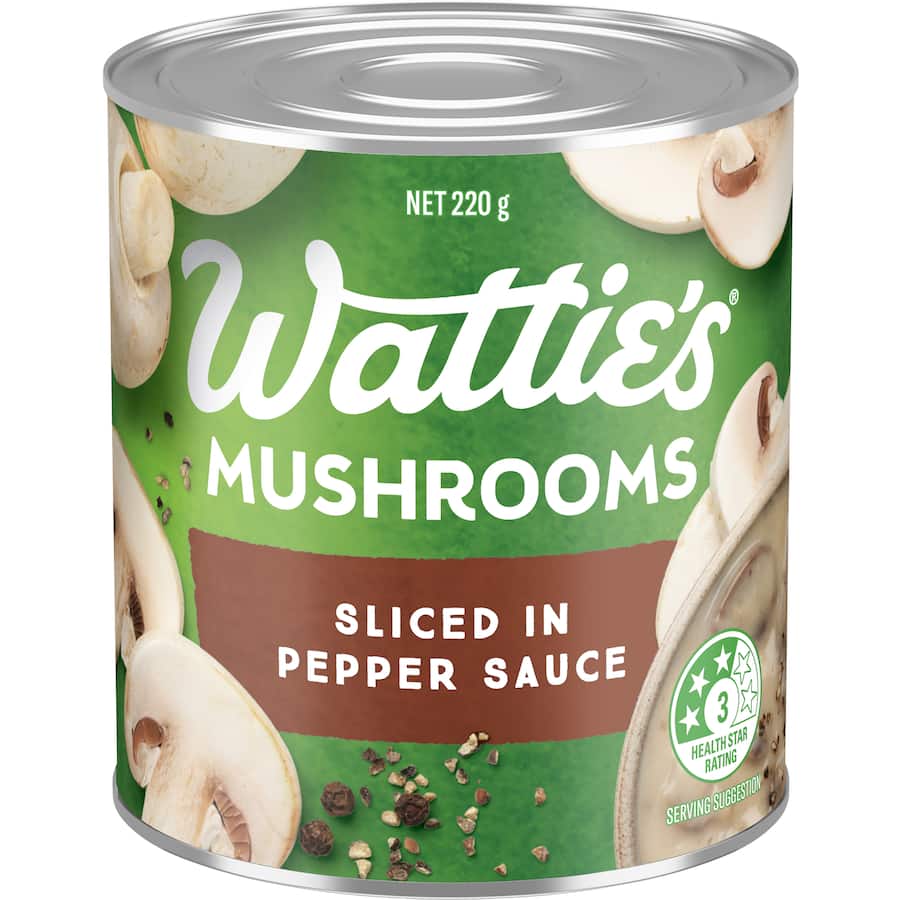 Watties Mushrooms Sliced In Pepper Sauce Can 220g
