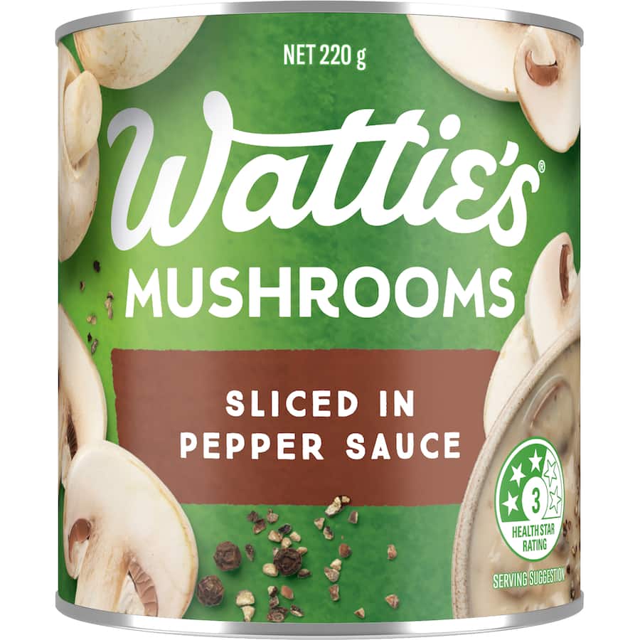 Watties Mushrooms Sliced In Pepper Sauce Can 220g