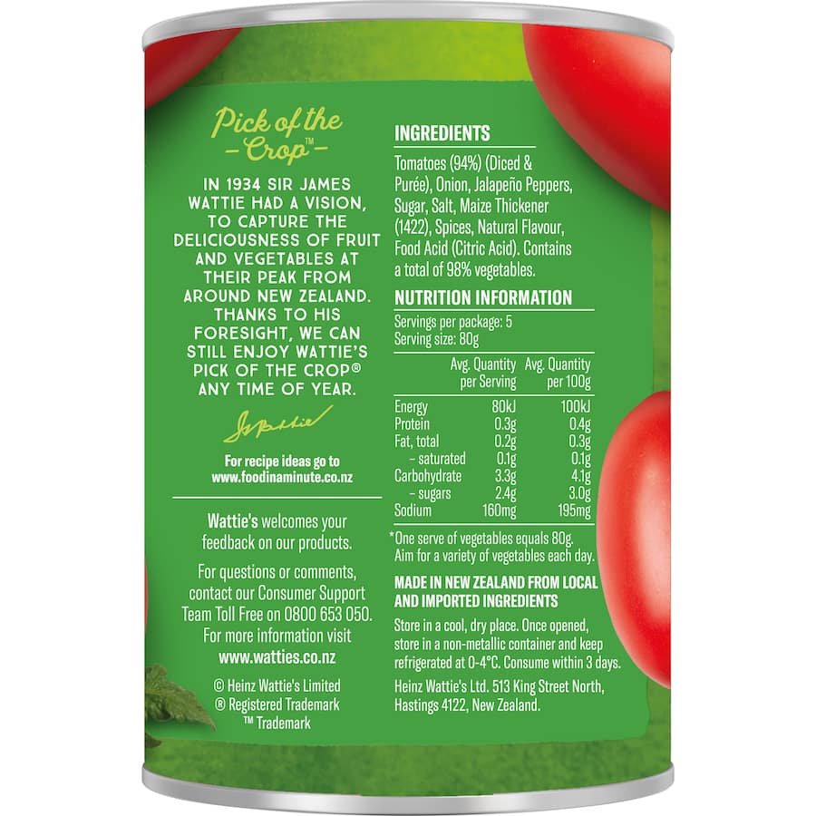 Watties Flavoured Tomatoes Mexican Style Can 400g