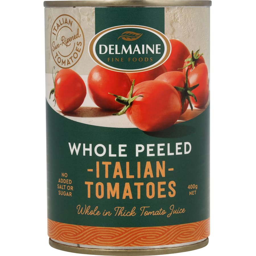 Delmaine Whole Peeled Tomatoes Italian In Juice Can 400g