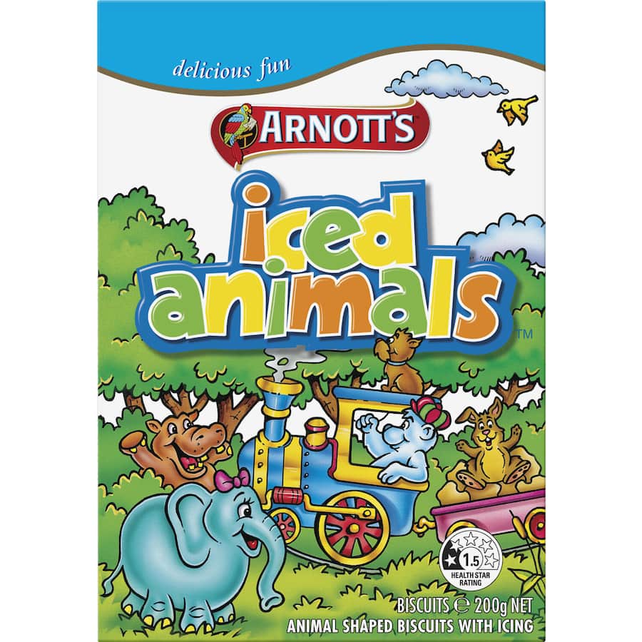 Arnotts Biscuits Iced Animals Pkt 200g