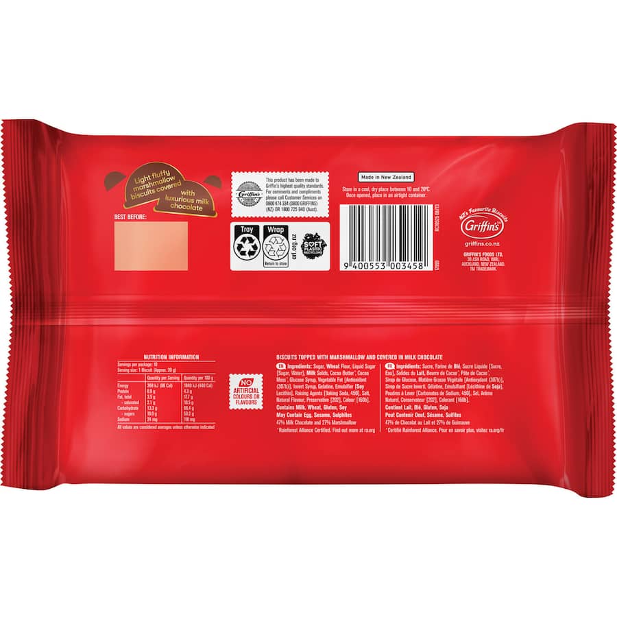 Griffins Mallowpuffs Chocolate Biscuits Original 200g
