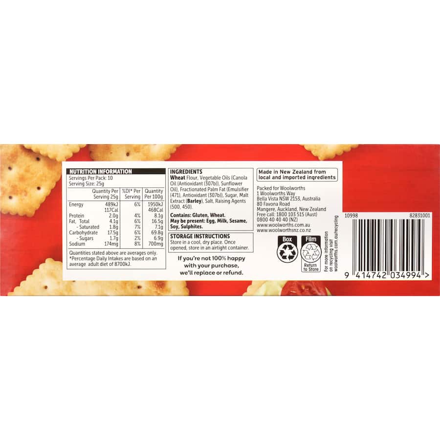 Woolworths Crackers Original 250g