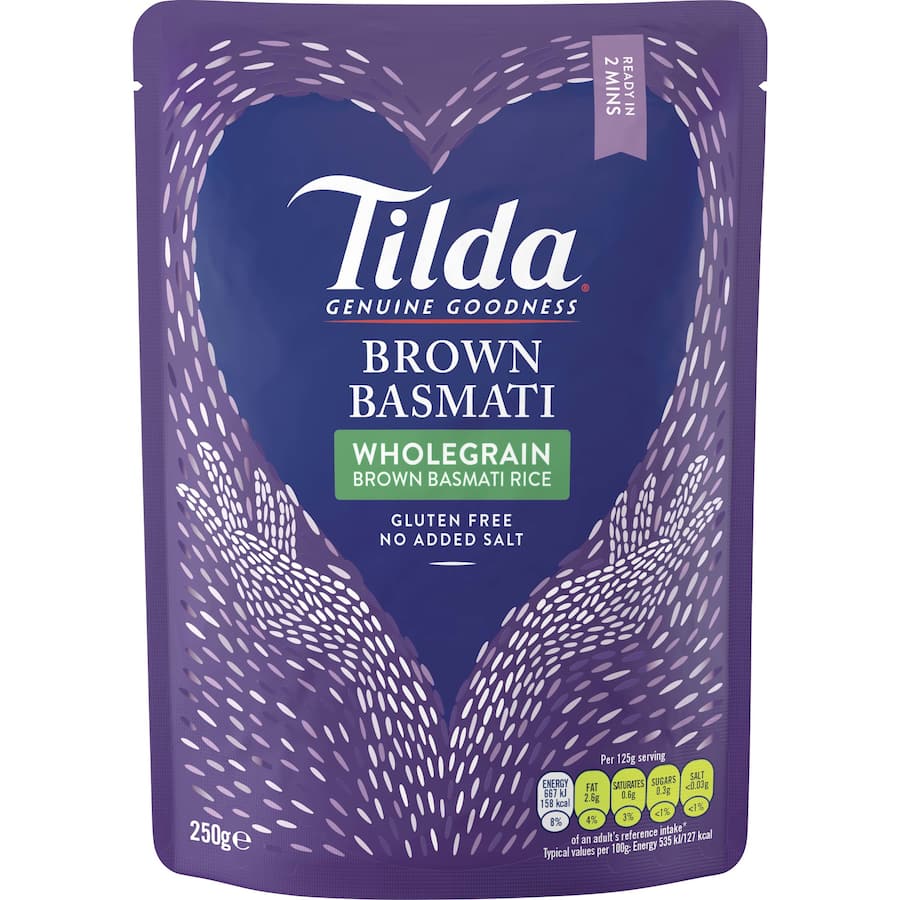 Tilda Steamed Rice Brown Basmati Pouch 250g