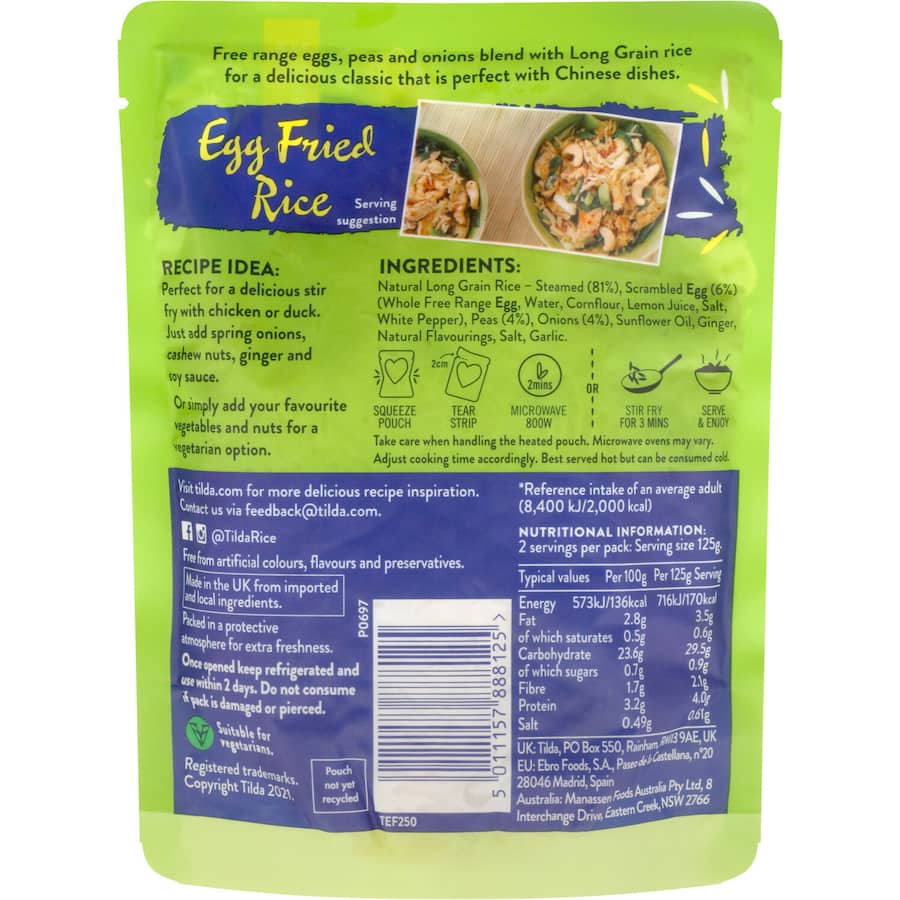 Tilda Steamed Rice Egg Fried Rice Pouch 250g