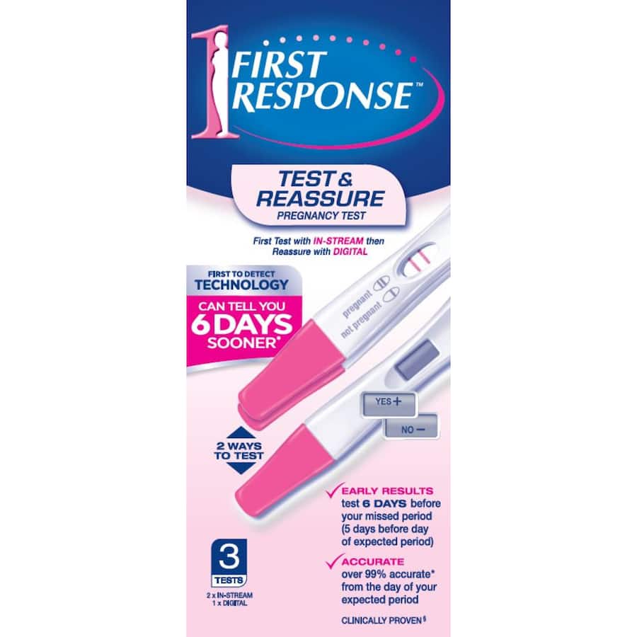 First Response Pregnancy Test Kit Test & Reassure 3pack