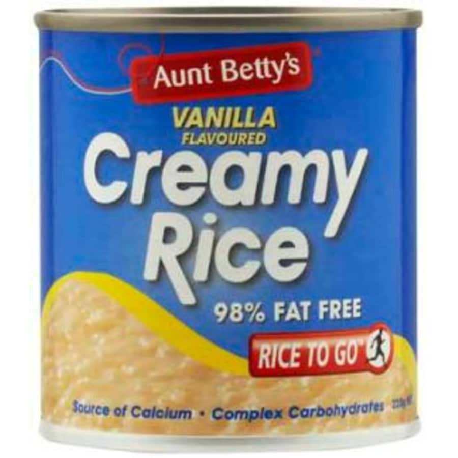 Aunt Bettys Rice 2 Go Creamed Rice Vanilla Creamy Rice Can 220g