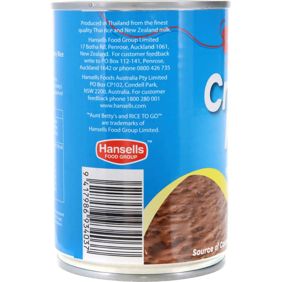 Aunt Bettys Rice 2 Go Creamed Rice Chocolate Creamy Rice Can 440g