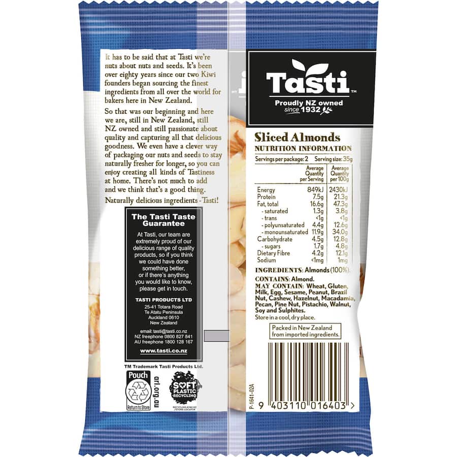 Tasti Almonds Sliced Packet 70g