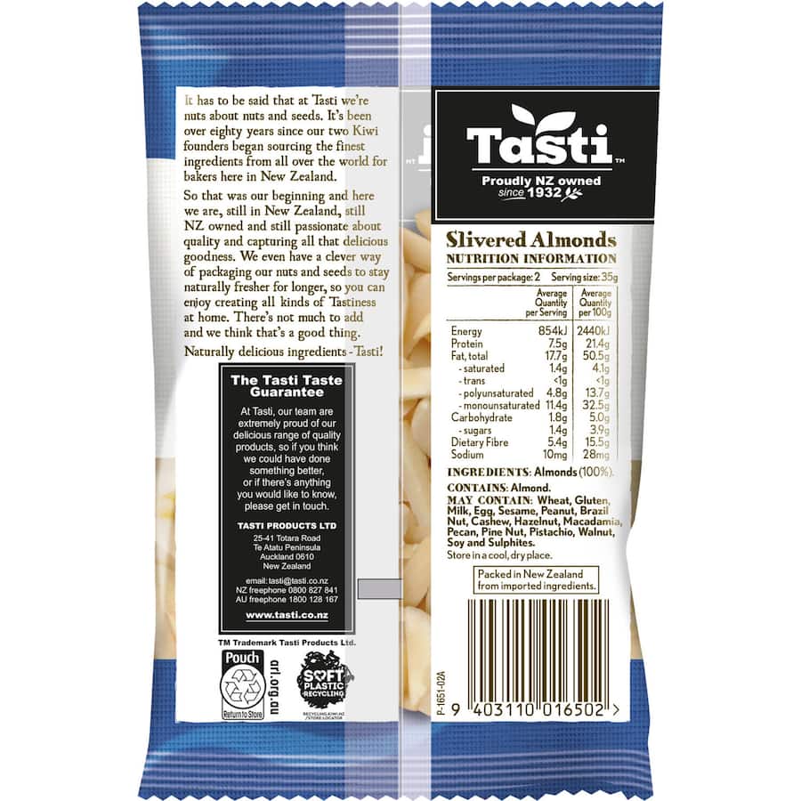 Tasti Almonds Slivered Pkt 70g