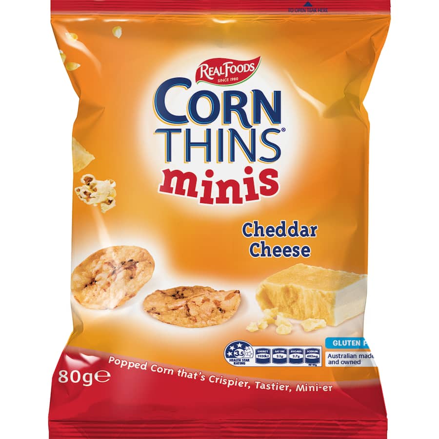 Real Foods Corn Thins Crispbread Cheese Minis 80g