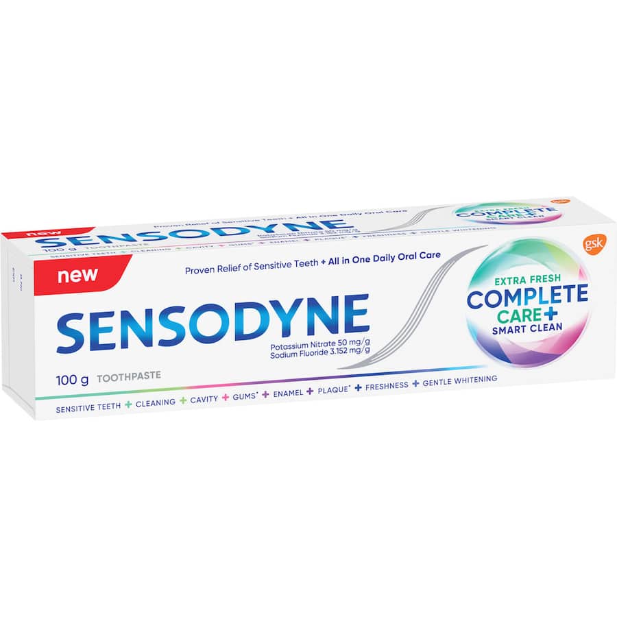 Sensodyne Sensitive Teeth Toothpaste Extra Fresh Complete Care And Smart Clean 100g