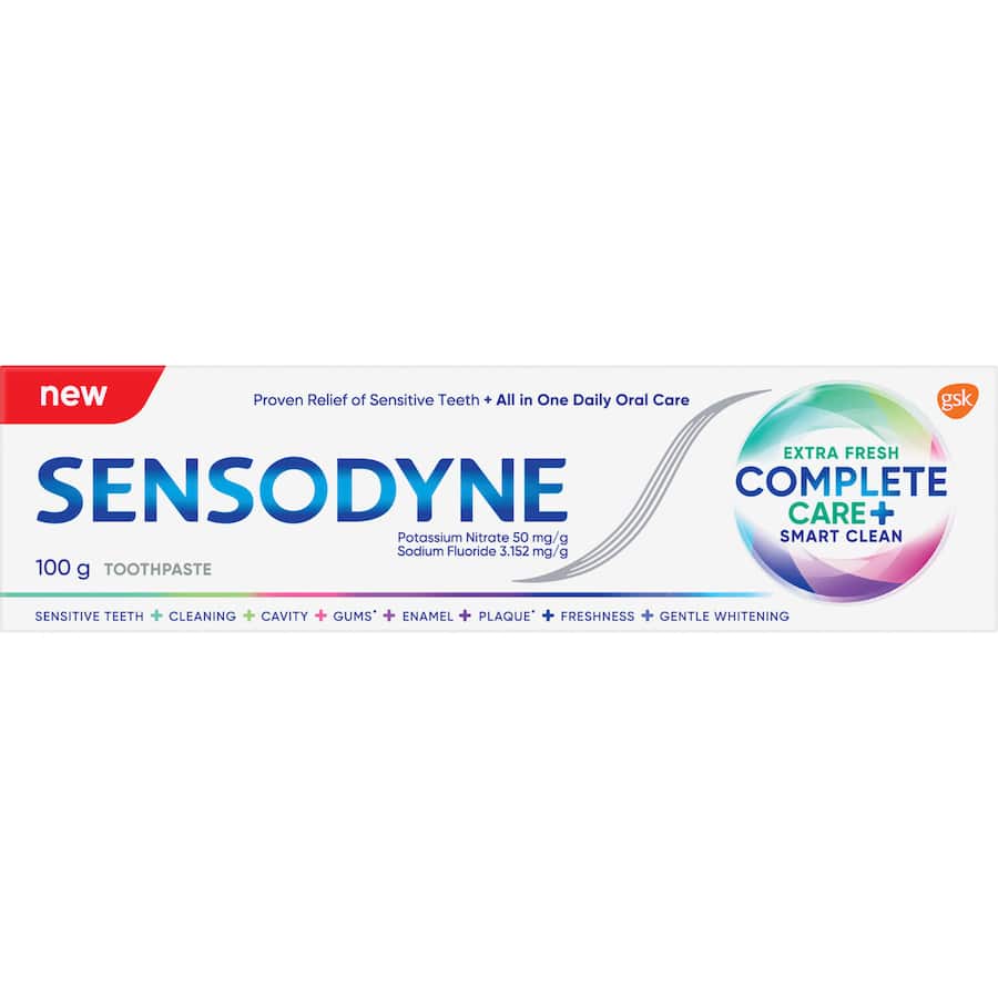 Sensodyne Sensitive Teeth Toothpaste Extra Fresh Complete Care And Smart Clean 100g